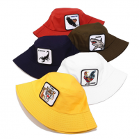 Wholesale High Quality Cotton Mens Women Plain  Panama  Bucket Hat  Animal Embroidery Fishing Hat